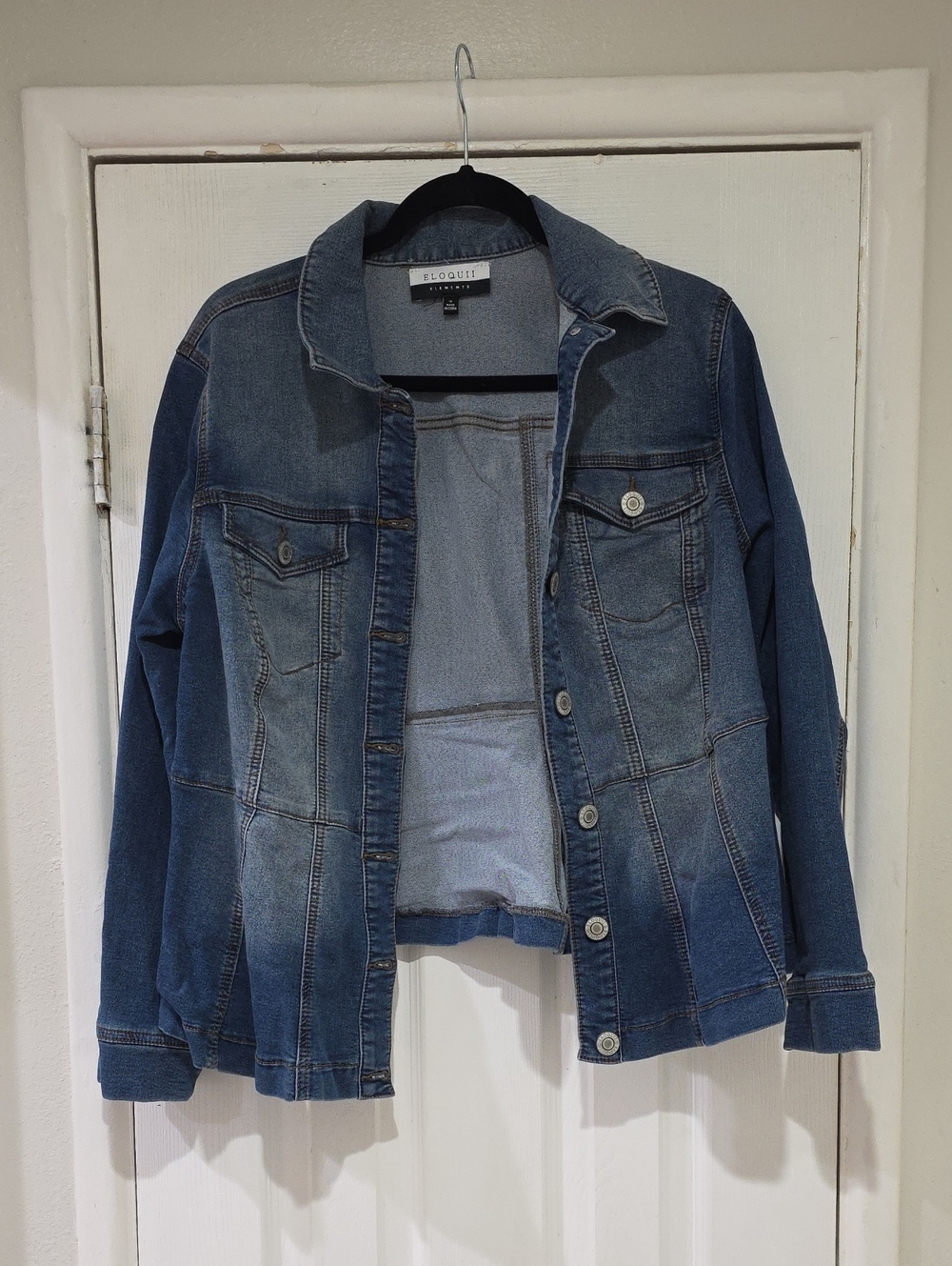 Eloquii Two-Tone Blue Denim Jacket